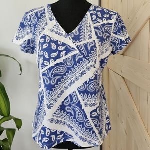 HEARTS Of PALM Size M Women's Blue Bandana Cotton T-shirt‎